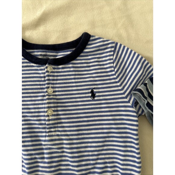 Ralph Lauren 24 Months Rompers Shortalls Blue Striped 2 Pieces Baby 2T - Picture 5 of 14